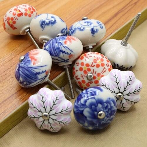 Ceramic Knobs Hand Painted Pumpkin Kitchen Cabinet Knobs Drawer Pulls Ceramic Porcelain / Antique Bronze Decorative Hardware