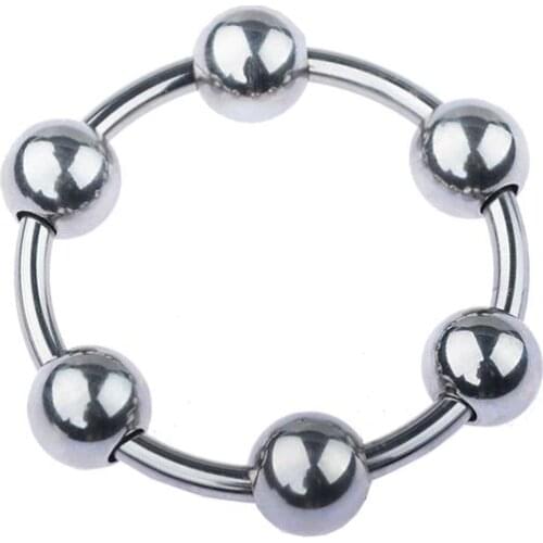 Penis Ring Lock Fine Ring Delay Ring Circumcision Magnetoresistance Ring Six Beads Penis Ring Metal Cock Ring