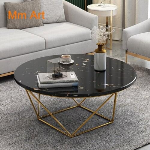 Light Luxury Marbling Coffee Table Simple Living Room Small round Table Creative Modern Internet Celebrity Iron Side Table