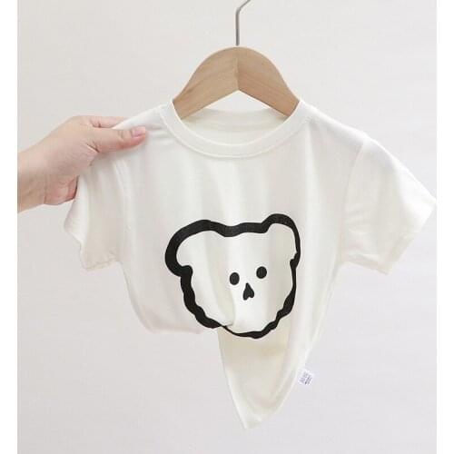 Summer cartoon childrens short-sleeved thin short-sleeved T-shirt baby pure cotton T-shirt childrens shirt solid color clothes