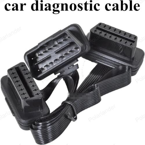 Hot sell As Noodle OBD2 Male To Dual Female Y Splitter 16 Pin Elbow Car Scanner Cable 30cm