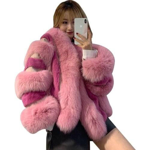 Hot Sell Natural Mink fur splicing fox fur Winter Woman Coats 2020 Genuine Fur Coats Real Mink Fur Coat Plus Size