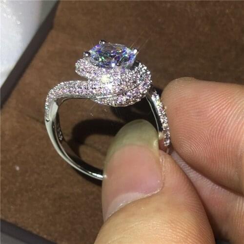 Fashion Cross ring AAAAA zircon Stone cz Engagement Wedding Band Rings for women men White Gold Filled Jewelry