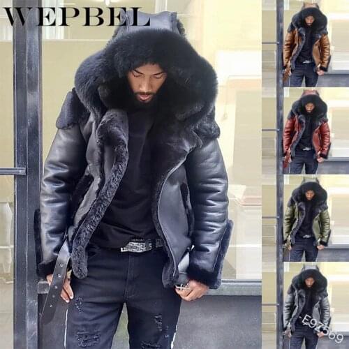 WEPBEL Men Winter Hooded Cotton Coats Thicken Winter Parka Jacket Fur Collar Cotton Padded Snow Puffer Coats for Men