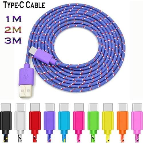 Nylon Weave Type C Cable for Xiaomi Redmi Note 7 MI 9 8 1 2 3m Fast Charging Type-c Data Cable For Samsung Galaxy S10 S9 S8 Plus