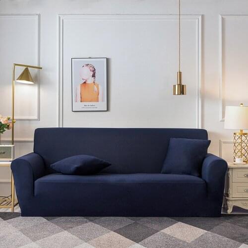 Home Living Room Solid Color Sofa Chaise Cover Corner Sofa Elastic Strech Sofa Bed Cover Pure Grey Blue Black 3 Seater 4 Seater