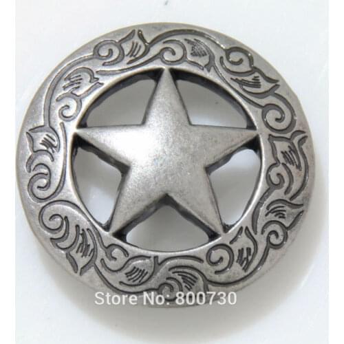 Wholeslae 50pc 1-1/8'' Metal Concho Western Texas Star Saddlery Concho Leathercraft Antique-Silver