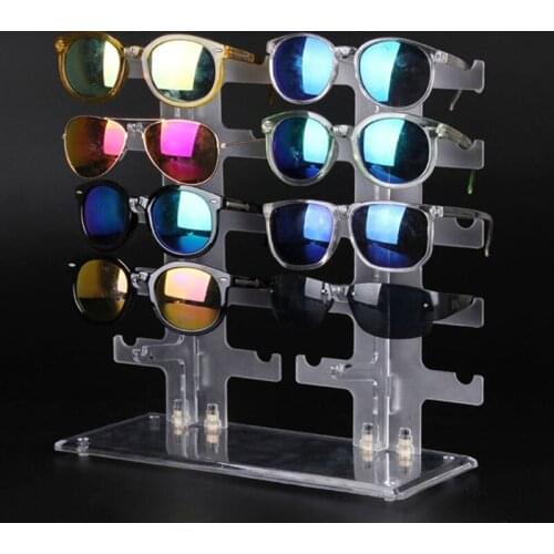 NEW 10 Pairs Transparent Two Row Sunglasses Rack Glasses Holder Display Stand