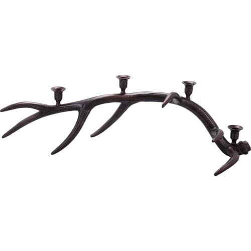 ANTLER CANDLE HOLDER ANTIQUE COPPER Brown Retro Candle Holder Shape Antlers Candlesticks In Cast Horn Design Resin