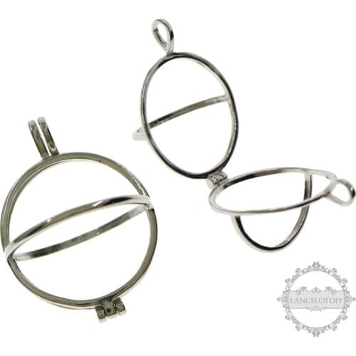 12-19mm 925 sterling silver round beads holder prayer box beads pendant charm 1820324