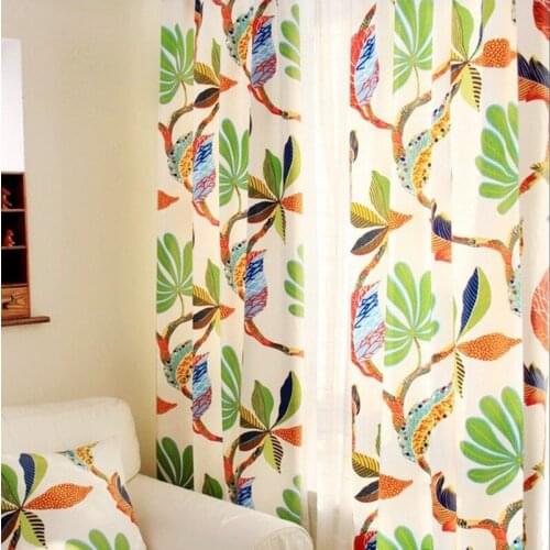 Bohemia Semi Blackout Curtains for Living Room Bedroom Nordic Curtain with Leaves Printed Cortinas Dormitorio Simple Drapes