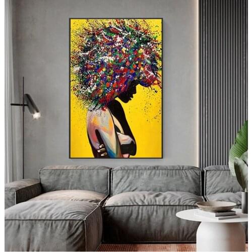 Modern Girl Portrait Oil Painting on canvas Wall Art Posters and print Abstract Women Pictures for Living Room Home Decoration