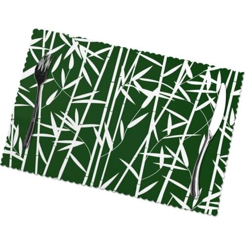 Tableware Pad Placemats 6 Pcs Table Mat Non-Slip Bamboo Leaves Placemats for Dining Table