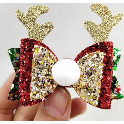 Christmas Hair Bows for Girls with Xmas Snowman Party Hairgrips Christmas Hair Accessories