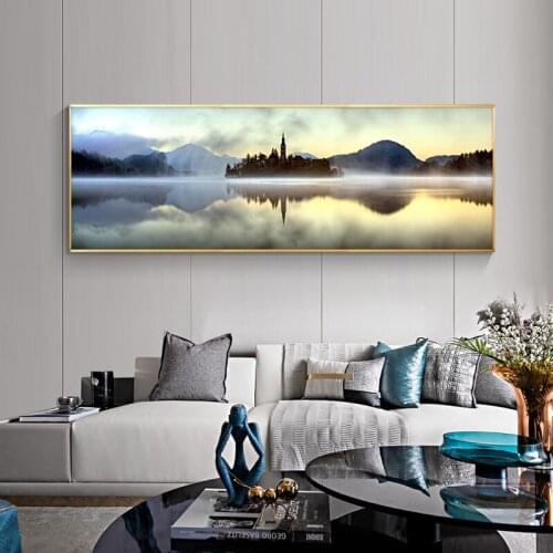 Modern Landscape Wall Art Posters And Prints Island in Lake Canvas Paintings On The Wall Decorative Pictures For Living Room