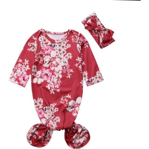 Newborn Baby Girl Floral Sleeping Bag Sleep Sack Wrap Swaddle+Headband Set 0-6M Baby Sleeping Bags
