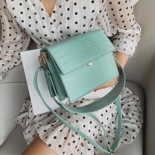 Light Blue Small Vintage Bags Retro Female Pu Leather Hasp Messenger Bags For Girls/ladies Alligator Crossbody Bags For Women