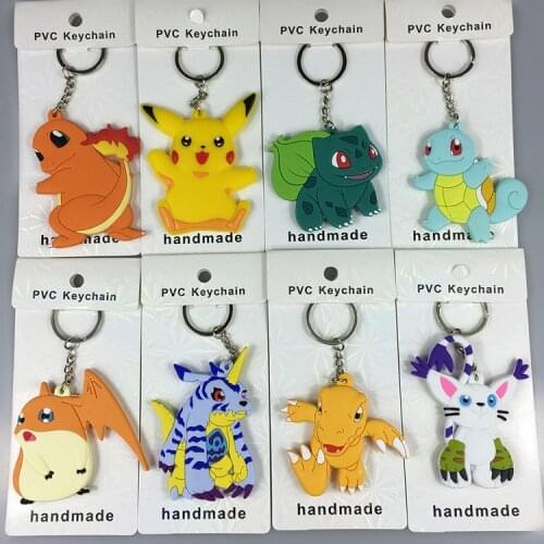 TOMY Pokemon Pikachu Keychain Pendant Kawaii Anime Figure Squirtle Psyduck Keychains Bag Car Key Chain Pendant For Kids Toy Gift