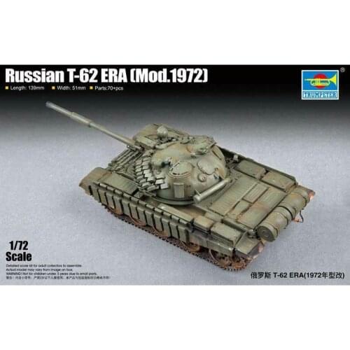 Trumpeter 07149 1/72 Russian T-62 ERA Mod.1972 Tank Panzer Armed Car Kit Model TH16072-SMT6