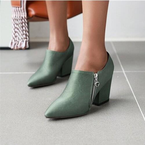 2021 New Plus Size Pumps Women Spring Autumn Four Season Party Basic Office Shoes Woman Classic Pointed Toe Side Zipper Pumps