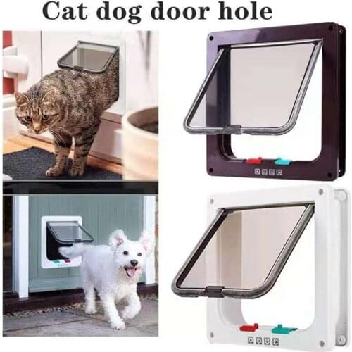 Two-way In Out Open Doorway Lockable Security Flap Gate Unrestrained Hole Cat Dog Supplies Pet Accessories