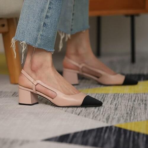 2021 New Fashion Genuine Leather Womens Sandals Pointed Toe High Heels Pumps Mixed Colors Wedding Working Shoes Woman