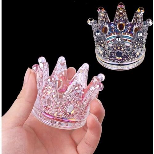 1Pc Acrylic Crown Liquid Dish Crystal Clear Glass Cup Nail Brush Displayer Stand Nail Supplies for Professionals