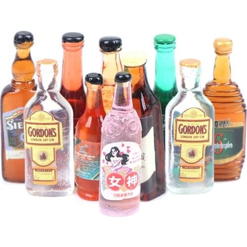 10Pcs/lot 1:12 Dollhouse Miniature Drinks Wine Model Doll Kitchen Food Accessories