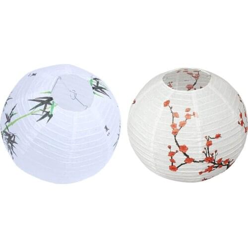 2 Pcs 30cm Lamp Shade Paper Lantern Oriental Style Light Decoration Plum Blossom