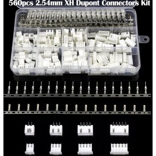 560Pcs 2.54mm Dupont Connector Jumper Wire Cable Pin Header Pin Housing and Male / Female Pin Head Terminal Adapter Plug Set