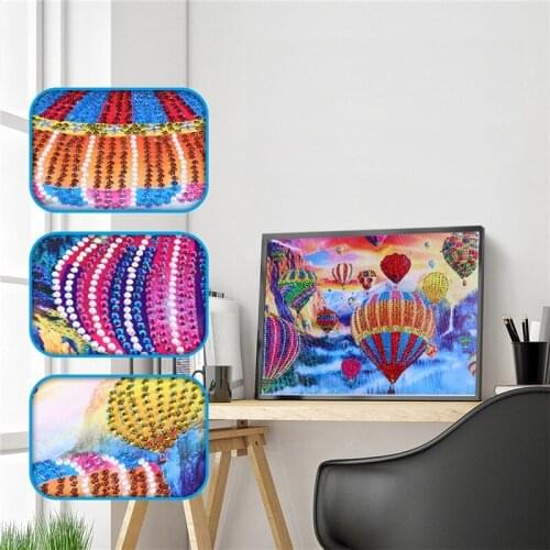 5D DIY Diamond Painting Hot air balloon Cross Stitch landscape Diamond Embroidery Cartoon special shaped Rhinestone Home Decor