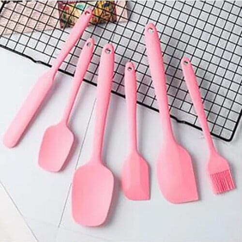 6Pcs Multicolor Silicone Spatula Sets Non Stick Butter Cooking Spatula Set Cookie Pastry Scraper Oil Brush BBQ Kitchen Utensils