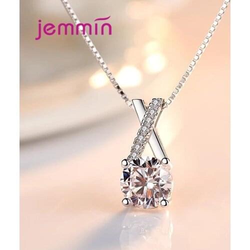 925 Sterling Silver Luxury Crystal Wedding Necklace For Women Girls Best Friend Gifts Fashion Jewelry Wholesale