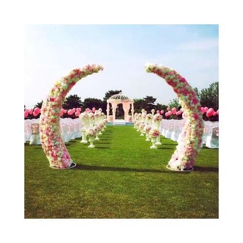 No flowers including)New style Hot Sale Moon Shaped Metal Backdrop for Wedding Entrance Decoration senyu2413