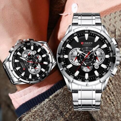 CURREN Fashion Sport Chronograph Quartz Men Watches Luxury Brand Stainless Steel Watch Mens Business Male Clock часы мужские