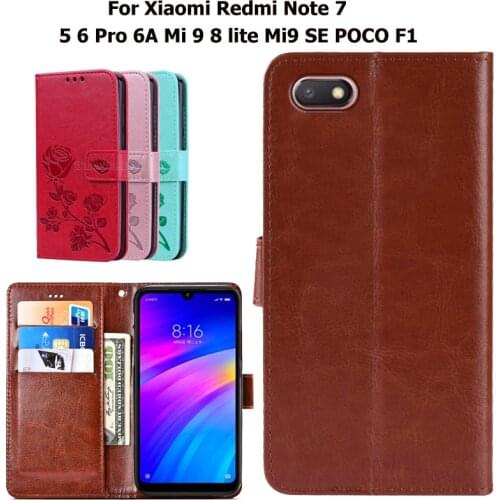 Phone case For Xiaomi Redmi Note 7 5 6 Pro 6A Mi 9 8 lite Mi9 SE POCO F1 phone Cover support holder wallet PU flip phone case