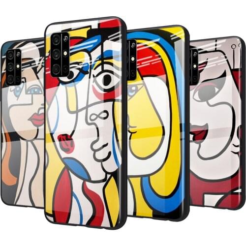 Tempered Glass Cover Picasso Abstract Art For Huawei Honor 30 20 10 9X 8X Pro Plus Lite Shockproof Shell Phone Case
