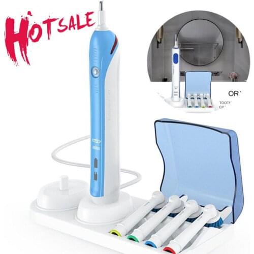 Electric Toothbrush Holder Bathroom Brush Head Stand For Holding 4 Brush Head And 1 Toothbrush And 1 Charger