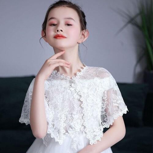 Kids Girls Party Dress Cape Wraps Lace Children Bolero Short Wedding Jacket Summer Shawls Lace Cape Cover Up Over Shoulders