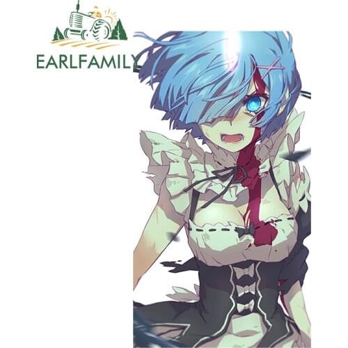 EARLFAMILY 13cm x 7.3cm Rem Car Stickers for Life In A Different World From Zero Anime Decals Vinyl Car Wrap Waterproof Decor