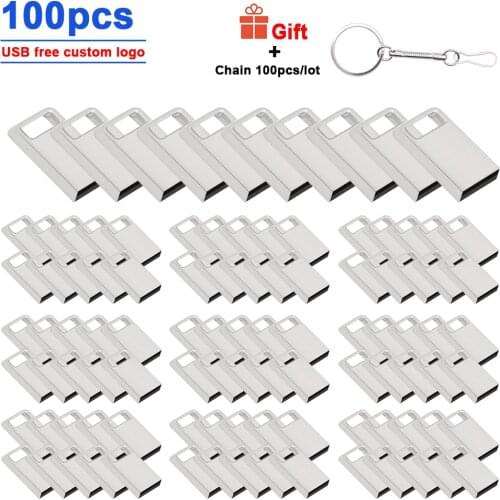 100pcs/lot Custom Logo USB2.0 Flash Drive Metal Pendrive USB Stick Pen Drive 4GB 8GB 16GB 32GB 64GB for Photography Wedding Gift