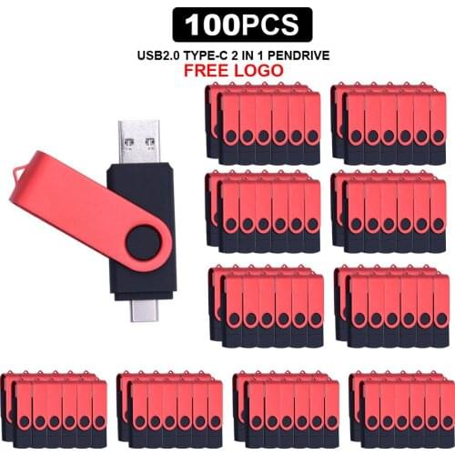 100pcs/lot USB2.0 flash drive OTG high Speed drive 64GB 32GB 16GB 8GB 4GB external storage 128GB double Application Micro Stick
