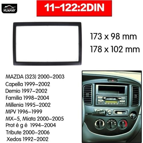 HUANAV Car Radio Frame fascia stereo Fitting Kit installation adapter fascia for Mazda Family 1998-2004 2 DIN Car Stereo Frame
