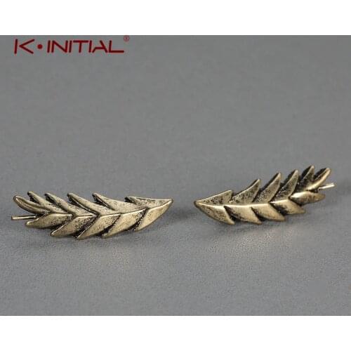 Kinitial Fashion Style Gold Silver Color Leaf Earrings For Women Geomatric Ear climber Earring Wheat Jewelry Earing bijouterie