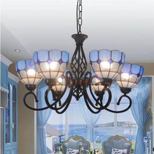 Mediterranean style color creative chandelier American wrought iron Jane European dining room bedroom living room chandelier