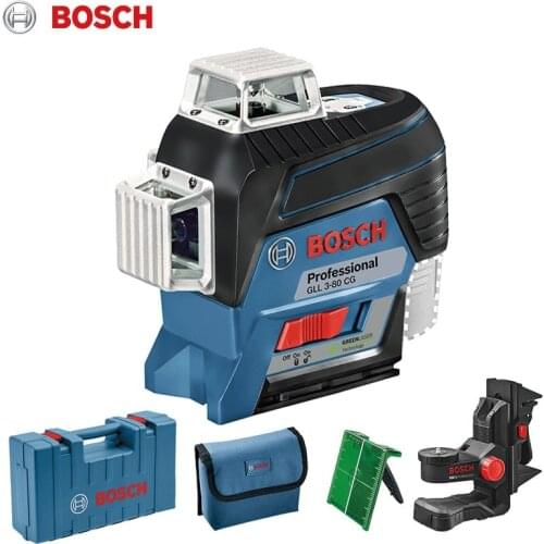 BOSCH GLL3-80CG 12 Lines 3D Green Laser Level Horizontal And Vertical Cross Lines With Auto Self-Leveling, Indoors and Outdoors