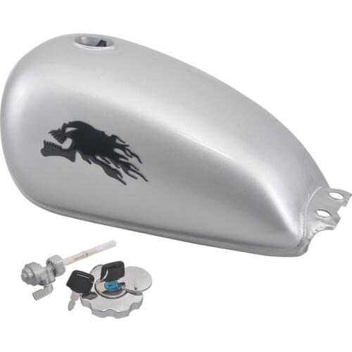 Motorcycle Metal Fuel Gas Tank 9L/2.4 Gal Vintage Oil Box Black Skull Stickers Kit For Suzuki GN125 GN 125 Model