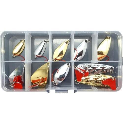10Pcs/16Pcs Outdoor Fishing Metal Lure Kit Baits Sequins Spinner Lures High Quality Fishing Lure Accessories Kit Box
