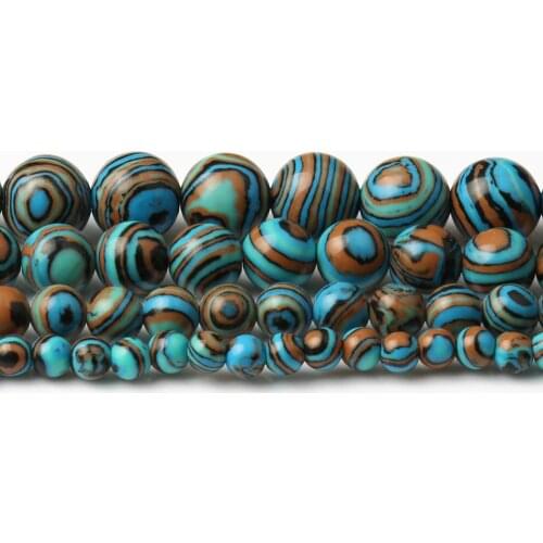 Natural Blue Malachite peacock Stone 15'' Strands 4/6/8/10 MM Round Loose Beads For Jewelry Making DIY Bracelets Accessories