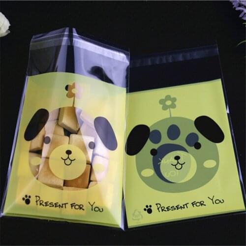 New Design Wholesale 100pcs/lot 10x13cm Lovely Cartoon Baking Gift Packaging Self-Adhesive Plastic Bags For Biscuits